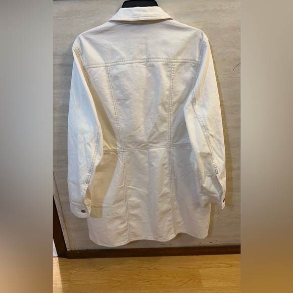 Frye White Button Front Long Sleeve Cotton Denim Shirt Dress - Picture 9 of 15